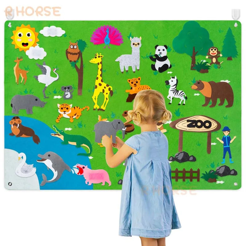 Felt Board Stories Set Montessori Ocean Farm Insect  Animal Family Interactive Preschool Early Learning Toddlers Toys for Child