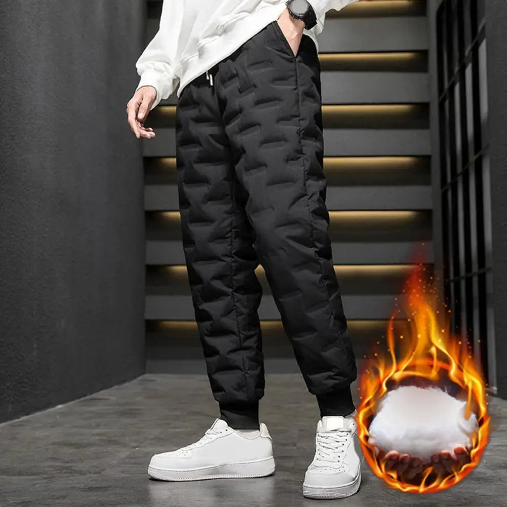 Men Fleece-lined Cotton Pants Thicken Winter Warm Down Pants Men Joggers Sportswear Sweatpants Thermal Down Trousers Streetwear