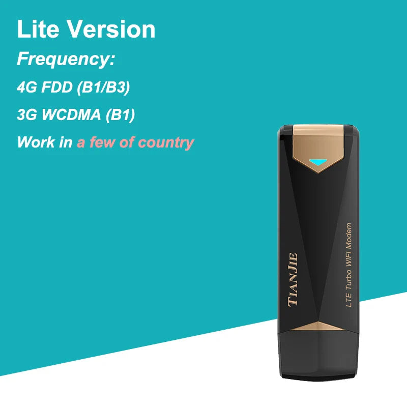 TIANJIE 4G WiFi Router Dongle Wireless Modem Stick Outdoor Car Mobile Broadband Sim Card USB Adapter With External 2 Antennas