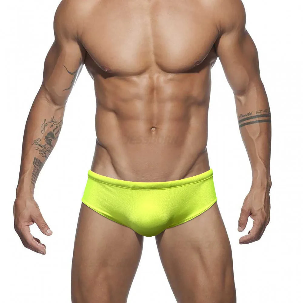 WY83 sexy bright solid color low waist tight men swimwear boxer surf bikinis swim trunk briefs swimsuits pool men beach shorts