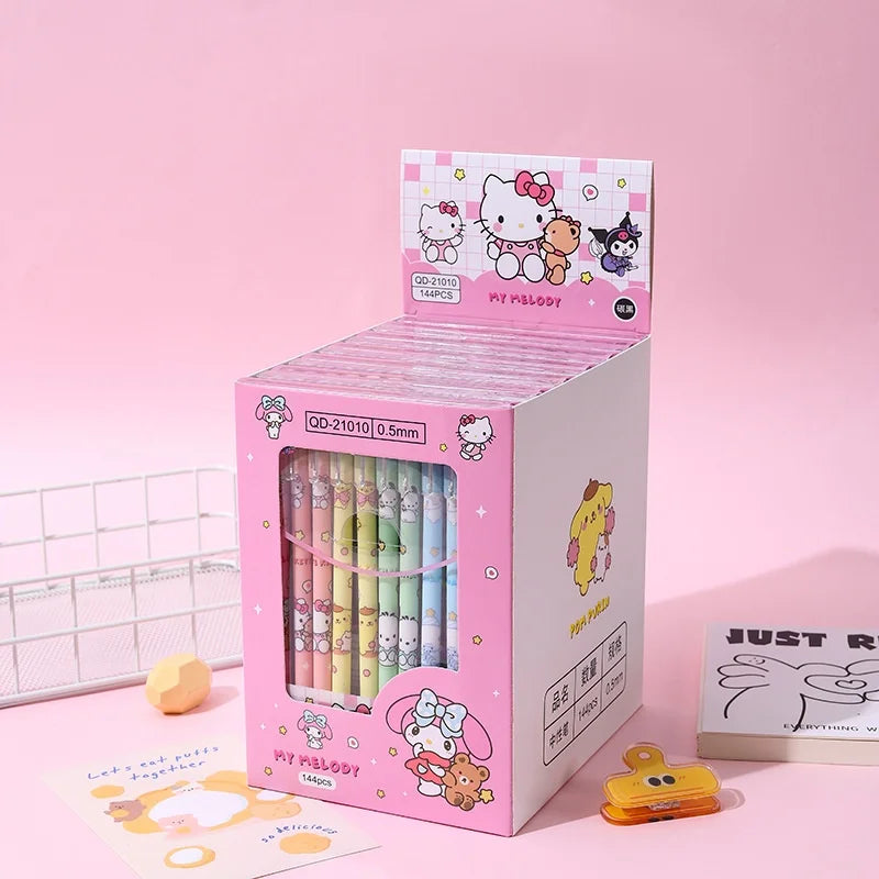 12-24 Sanrio erasable neutral pens hellokitty melody kuromi cinnamoroll cartoon ballpoint pen school supplies stationery wholesa