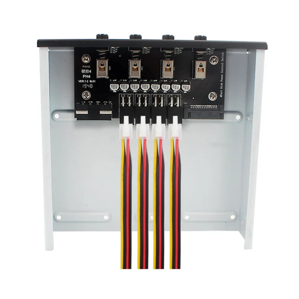 Desktop computer front panel expansion kit for 5.25" optical drive bay with 6 SATA15P power ports and control switch