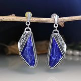 Bohemian Water Drop Blue Stone Earrings for Women Tibetan Jewelry Fashion Cubic Zircon Dangle Earrings Accessories