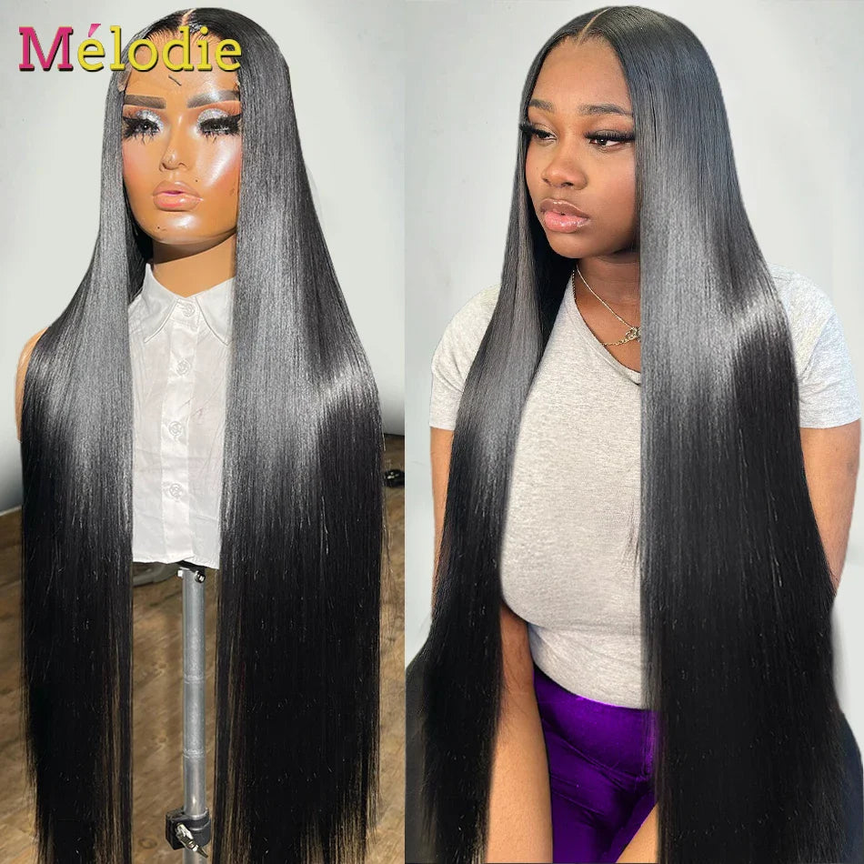 MELODIE 30 Inch Bone Straight 13X4 13x6 Lace Front Human Hair Wigs Brazilian Ready To Wear Lace Frontal 5x5 Closure Glueless Wig