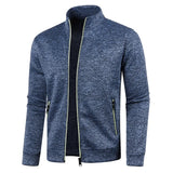 Male Stand Up Collar Jackets Long Sleeve Zip Sweater Fashion Men's Clothing Autumn Winter Thin Jacket Casual Fleece Sweatshirt