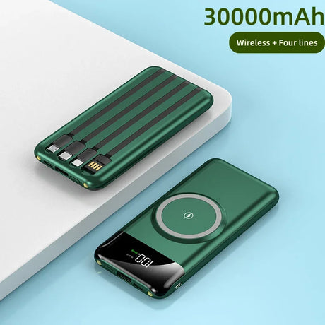 Xiaomi 30000mAh Mobile Power Bank Can Be Wirelessly Charged, Thin And Portable Mobile Phone External Battery Built-In Cable