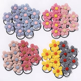 12Pcs/bag Girls Elastic Flower Hair Bands Sweet Hair Ties Children Ponytail Holder Rubber Band Headband Kids Hair Accessories