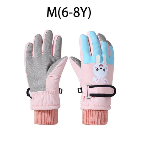 Winter Kids Gloves Thickened Warm Ski Five-Finger Gloves for Children Non-Slip Windproof Boys Girls Snow Accessories 4-12 Years