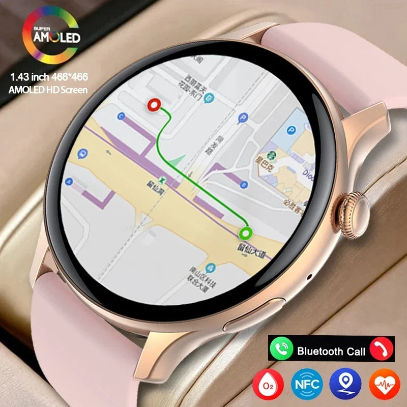 2024 True AMOLED Smart Watch Ladies Screen Always Show Time 466*466 HD Health Tracker Voice Calling Smartwatch Women For Xiaomi