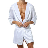 Men's Sleepwear Robe Night Clothes Silk Kimono Bathrobe Men Hooded Szlafrok Pajamas Peignoir Sleeve Ropa Sexy Hombre Man's Gown