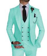 Fashion Smart Business Sky Blue Costume Homme Wedding Men Suits Peak Lapel Groom Tuxedos Terno Masculino Prom Blazer 3 Pieces