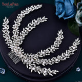 YouLaPan Rhinestone Pearl Headpiece with Comb Bridal Headwear Wedding Hair Accessories Jewelry Woman Headdress Bride Tiara HP530