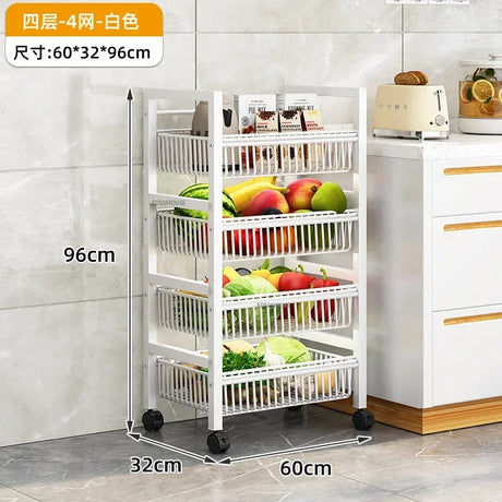 Home Kitchen Trolley Multifunction Oven Microwave Cart Moving Floor Fruit Vegetable Storage Cart Kitchen Island Trolley Cart Z