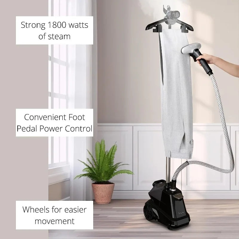 SALAV® X3A Heavy Duty Commercial Full-Size Garment Steamer with Foot Pedals and Extra Large 3L (101.5 oz) Water Tank, 1800 watts