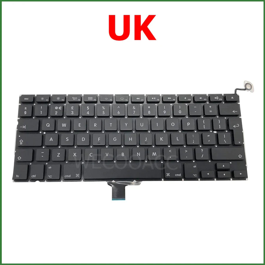 New Replacement Keyboard For Macbook Pro 13" A1278 Keyboard UK US RU DE PT CH SE HU NO DK KR Layout 2009 2010 2011 2012 Year