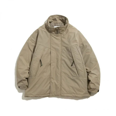 Vintage Cargo Cotton Coat Men Women Harajuku Solid Color Stand-up Collar Parka Street Winter Loose Cotton Jacket Casual Unisex