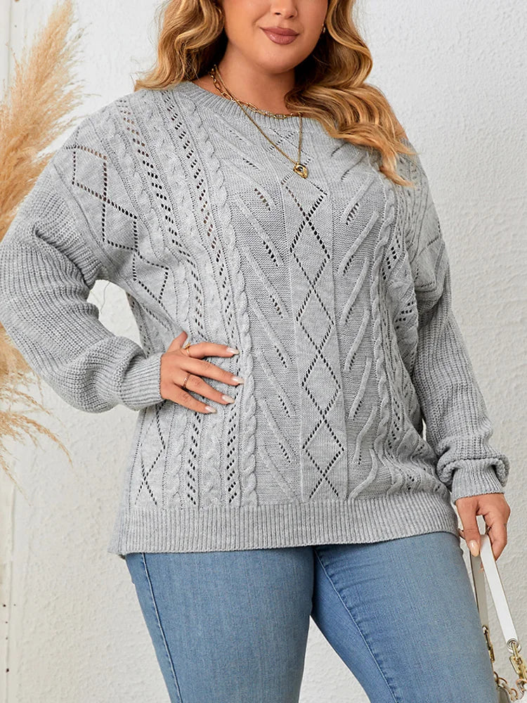 GIBSIE Plus Size Off Shoulder Long Sleeve Sweaters Women New Fashion Loose Asymmetrical Neck Knitted Jumper Tops 2023 Winter