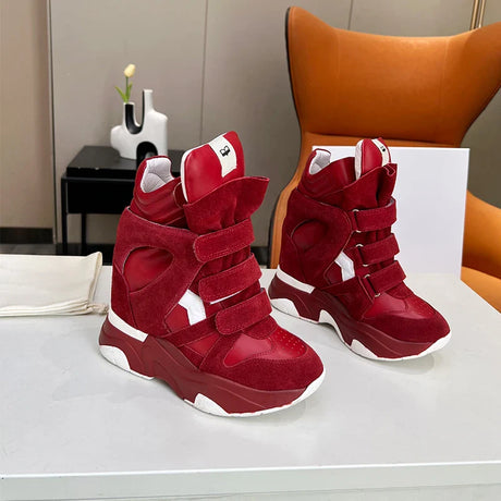 High quality luxury designer 2024 new women's high top sports casual shoes real cowhide motorcycle ankle boots