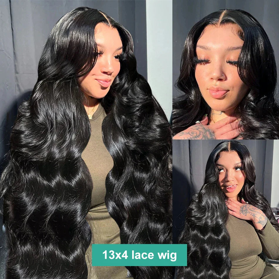 220% Body Wave 13x6 HD Transparent Lace Frontal Human Hair Wigs Brazilian 30 32 Inch Water Wave 13x4 Lace Front Wig For Women