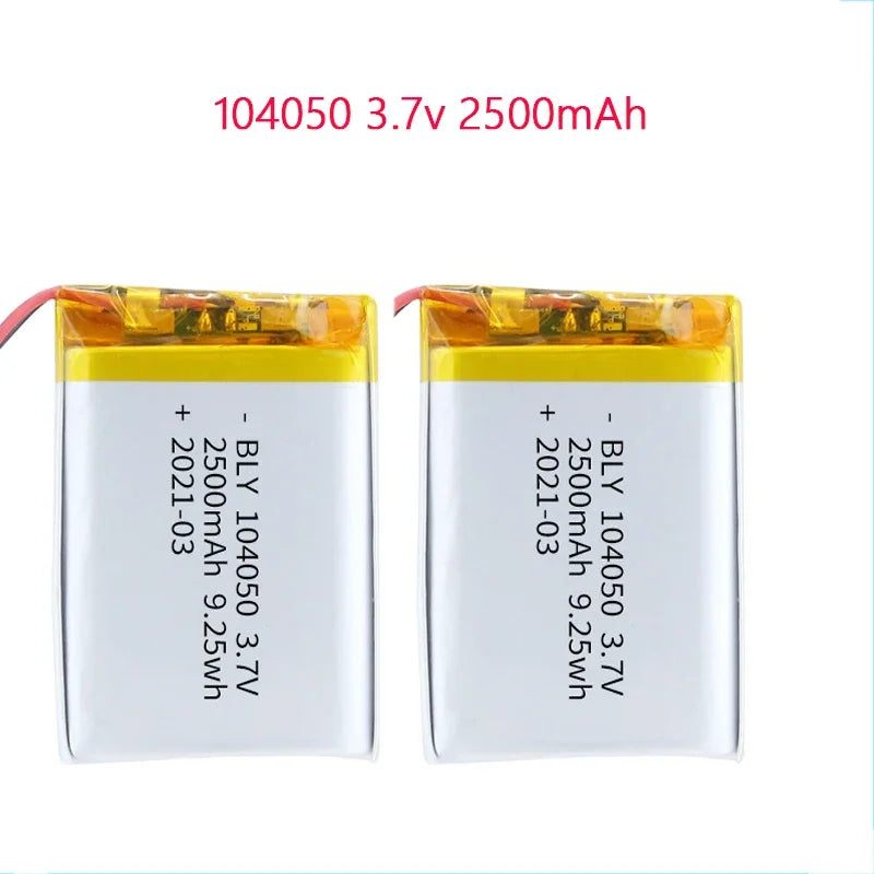 104050 Batteries 104050 3.7V 2500mAh Polymer Lithium Rechargeable Battery for Camera GPS navigator  Bluetooth Headset