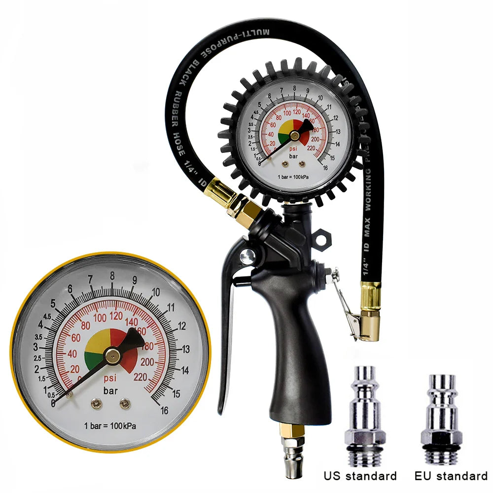 Car Tire Pressure Gauge Air Inflator US/EU Vehicle Tester Monitoring Manometer Motorcycle Bike LCD Digital Test Inflation