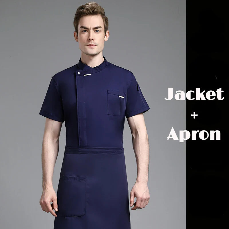 Unisex Chef Jacket Short/Long Sleeve Men Women Crossover Cook Coat Restaurant Waiter Uniform Kitchen Baker Wear