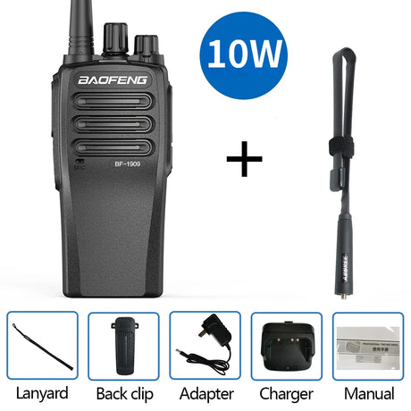 Baofeng-BF-1909 Two-Way Radio, Long Range Professional Walkie Talkie, Portable Communicator Radio for Hunting TypeC 4800mAh, 10W