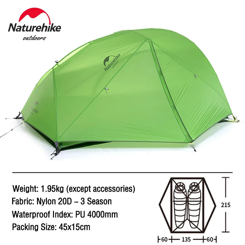 Naturehike 2 Person Tent Star River Camping Tent Upgraded Ultralight Tent Outdoor Travel Tent 4 Season Tent With Free Mat