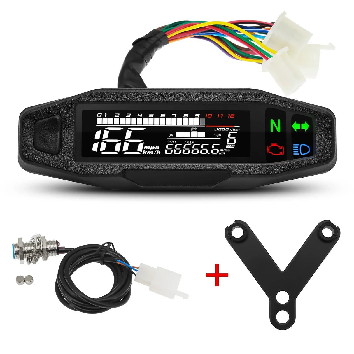 HD Universal Mini RPM Gauge Motorcycle Meter Speedometer Digital Odometer Electric Injection Carburetor Instrument For KR200