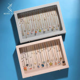 Ice Velvet 20 Hooks Jewelry Showcase for Necklaces Jewelry Box Stackable Glass Top Lockable