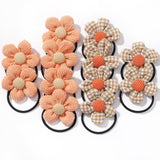 12Pcs/bag Girls Elastic Flower Hair Bands Sweet Hair Ties Children Ponytail Holder Rubber Band Headband Kids Hair Accessories