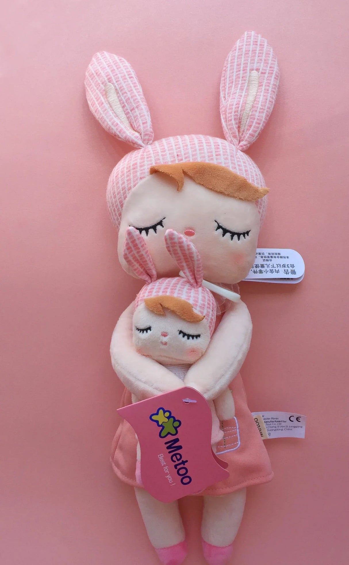 Metoo Doll Stuffed Toys Kawaii Mother and Kid 2 Piece Angela Plush Sleeping Toys For Girls Newborn Baby Christmas Birthday Gift