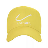 Classic Fishing Just Fish It Baseball Cap for Men Women Breathable Fisherman Dad Hat Performance Snapback Caps Sun Hats