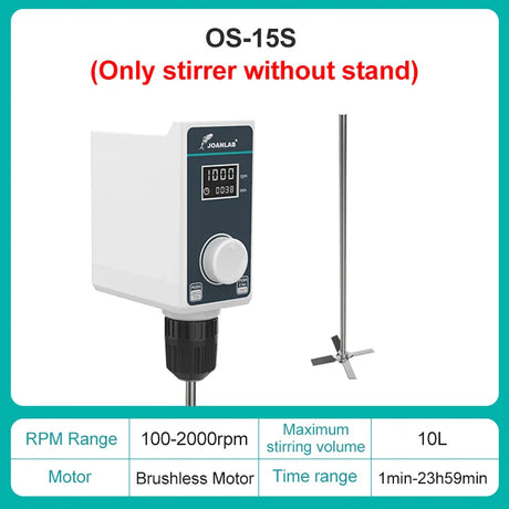 JOANLAB Liquid Mixer Lab Electric Stirrer Digital Display Overhead Stirrer Adjustable Height Lab Equipment 20L 2000rpm 110V 220V