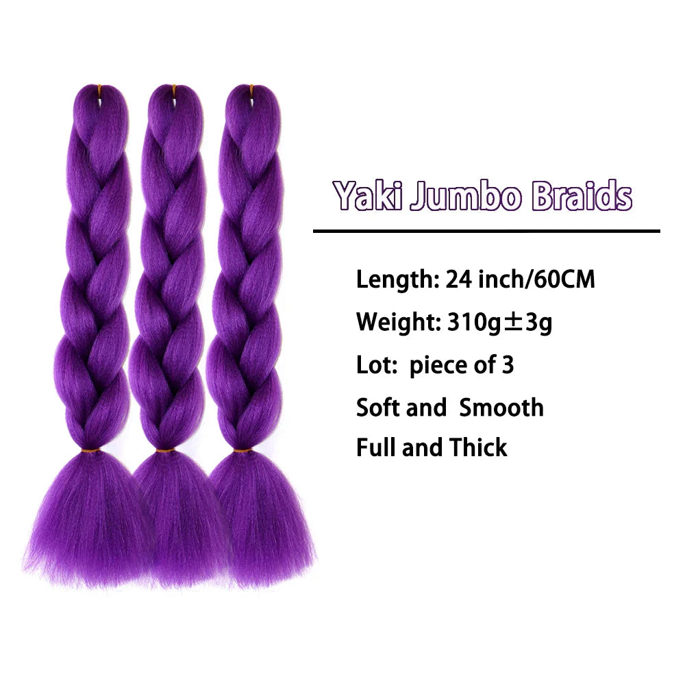 Jumbo Braids Hair Extension 24 inches 3 Pcs/Lot Synthetic YAKI Textured Braided Hairpiece For Twist Box Crochet Braiding Hair