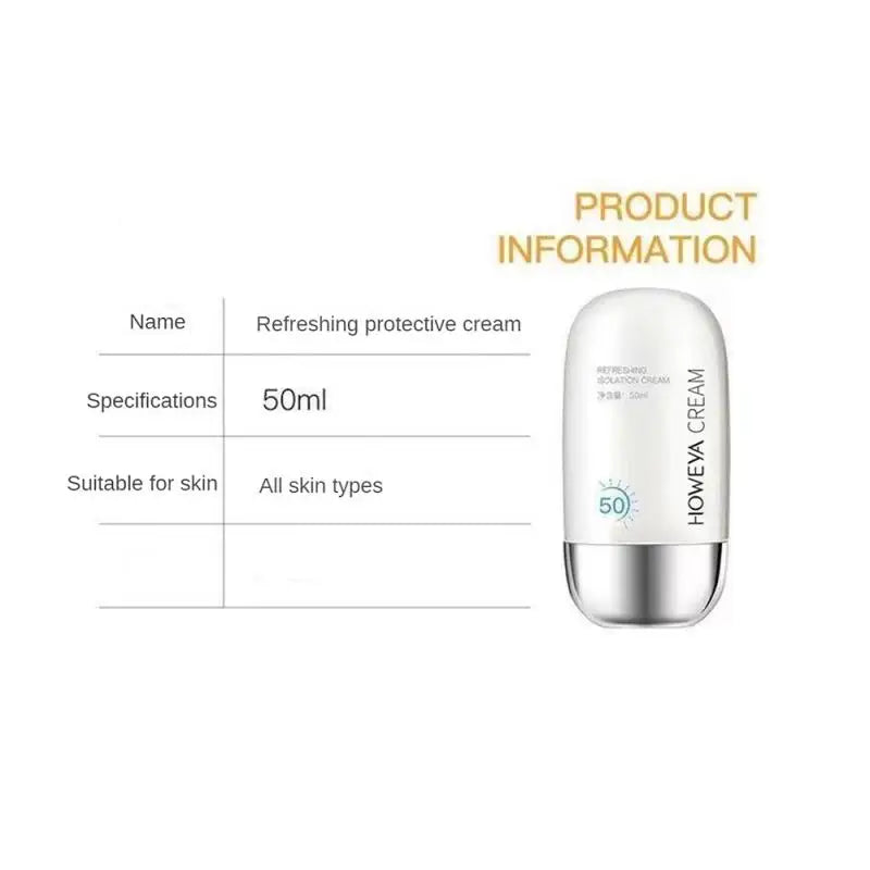 2 Pcs Refreshing Protective Cream 50Ml Body Sunscreen Isolation Student UV Protection Skin Care Lotion Long-lasting Moisturizing