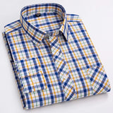 New in shirt 100%cotton long-sleeve shirts for men thin slim fit formal plain shirt plaid designer tops office elegants clothes