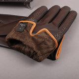 Gours Winter Men's Genuine Leather Gloves New Brand Touch Screen Gloves Fashion Warm Black Gloves Goatskin Mittens GSM012