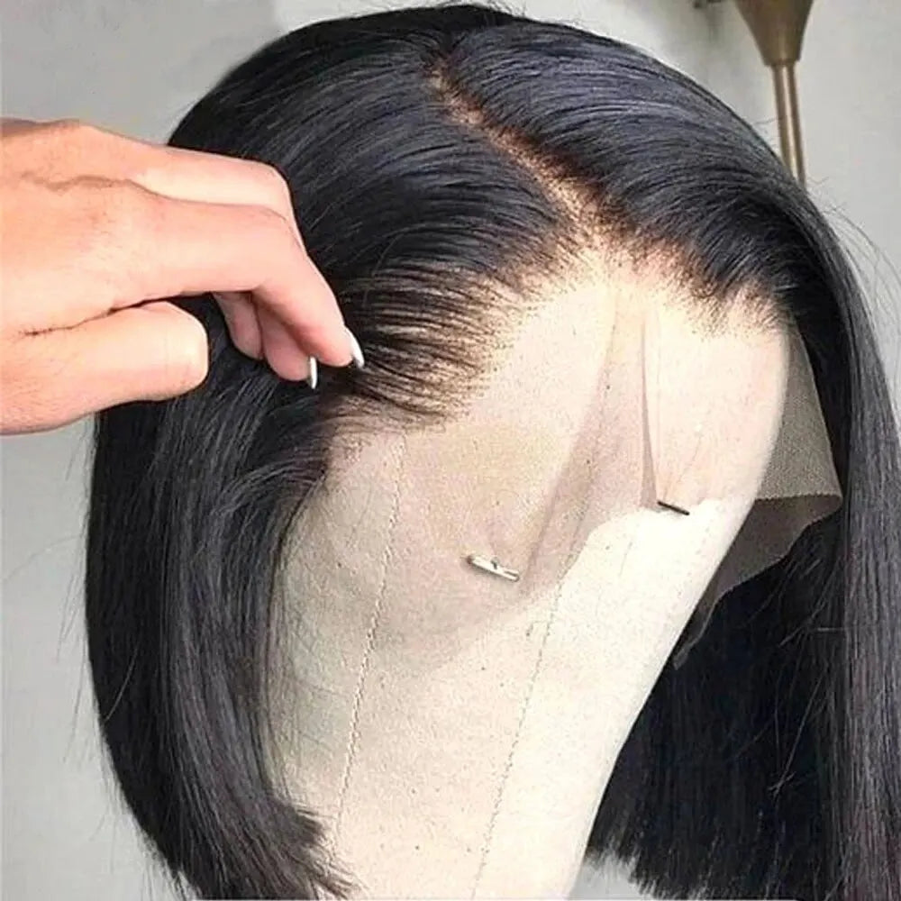 Malaysian Straight Short Bob 13x4 Lace Frontal Wig Pre Plucked Bone Straight Lace Front Human Hair Wigs For Women