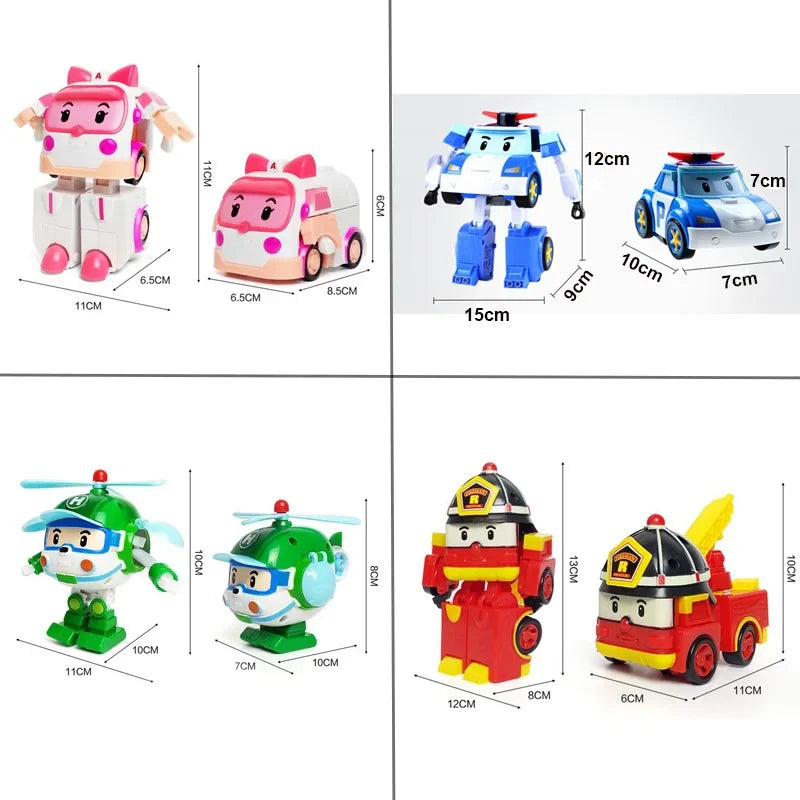 Set of 6 Pcs Poli Car Kids Robot Toy Transform Vehicle Cartoon Anime Action Figure Toys For Children Gift Juguetes