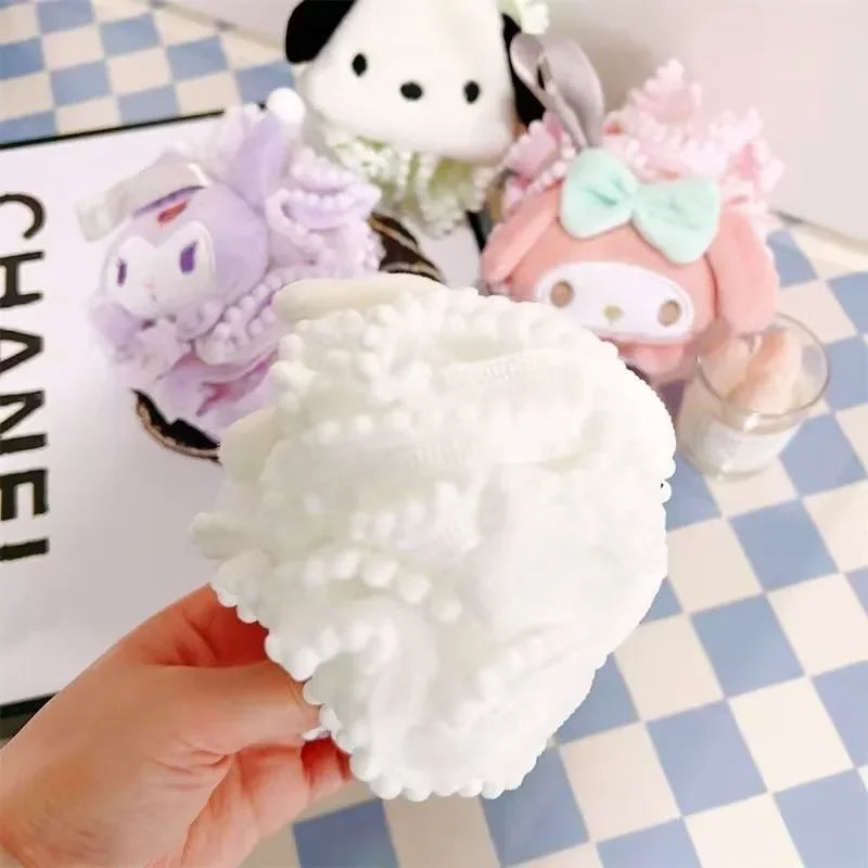 Sanrio Kuromi My Melody Cinnamoroll Bath Ball Bath Flower Soft Shower Mesh Foaming Sponge Bath Bubble Ball Skin Clean Tool