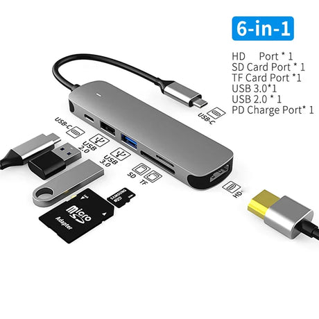 Docking Station Type C HUB To HDMI-Compatible Adapter OTG Vga RJ45 Lan Multi Port USB 3.0 PD USB-C Splitter for MacBook Pro Air