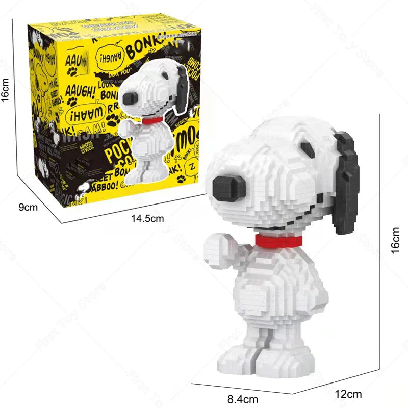 NEW HSANHE Snoopy Anime Action Figures Kawaii Building Blocks Micro Daimond Bricks DIY Assemble Toys For Children Gifts