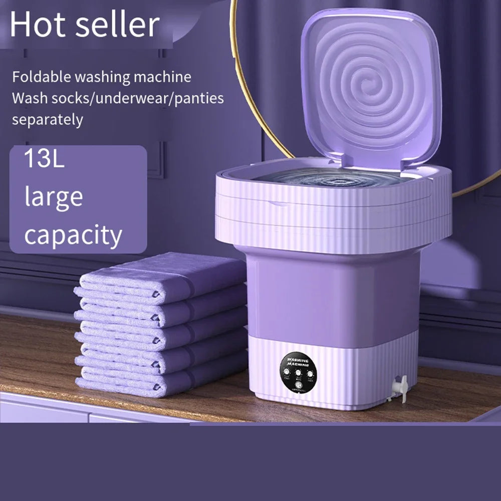 13L Folding Washing Machine Portable Washer Deep Cleaning for Underwear,Baby Clothes,or Small Items,for Camping,Travel