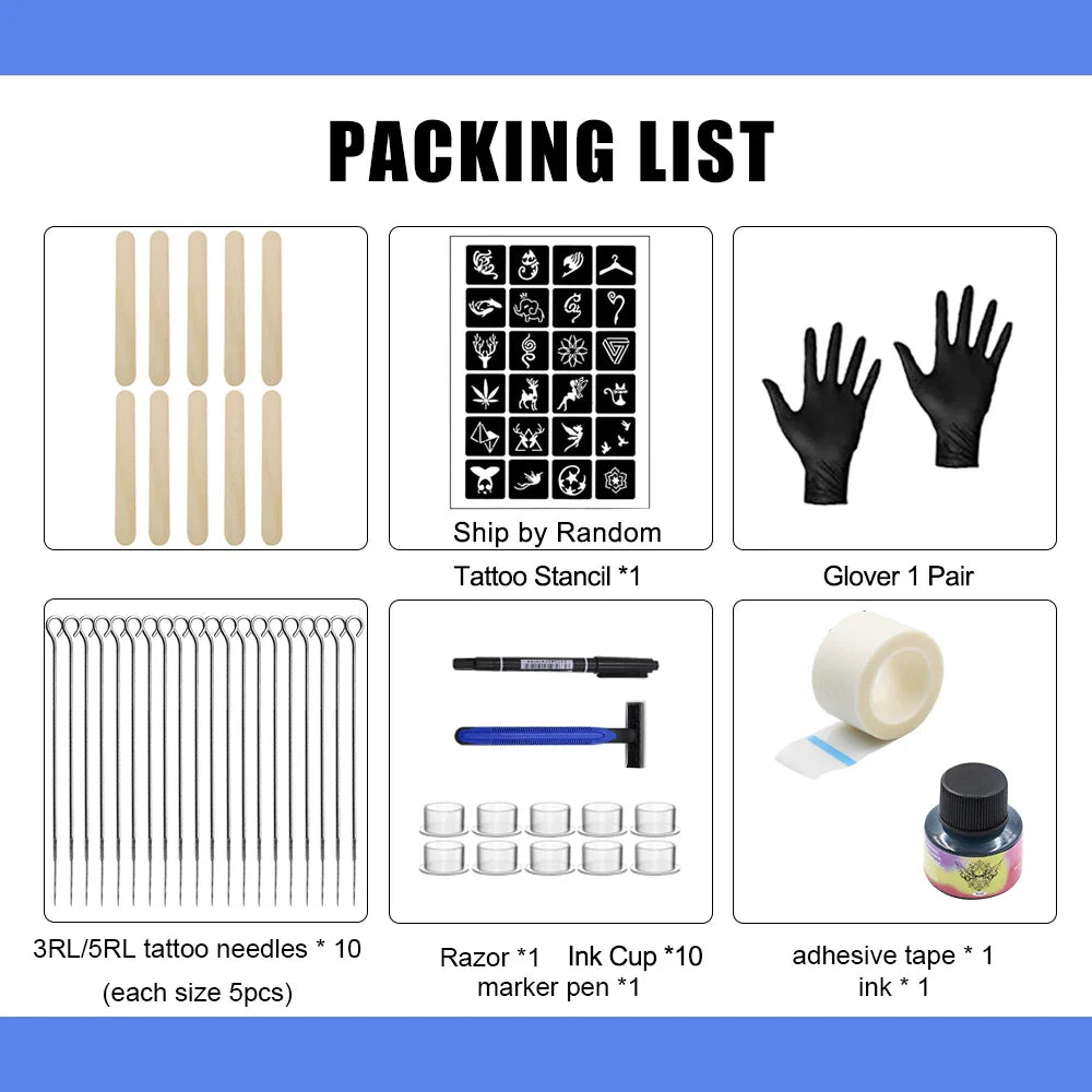 DIY Hand Poke and Stick Tattoo Kits with Tattoo Needles Practice Skin Tattoo Accessories for Tattoo Kit Supplies