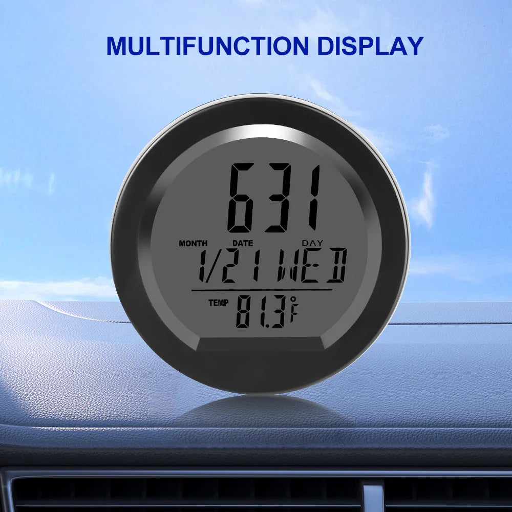 Solar Car Dashboard Thermometer Automotive Electronic Clocks Watch Time Led Digital Display with Back Luminous Car Accessories