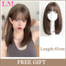 LM Dark Brown Wig Long Wave Wigs for Women Synthetic Hair Wig With Bangs Heat Resistant Party Daily Natural Use