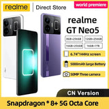 realme GT NEO 5 Smartphone 150W 240W Super Charge Snapdragon 8+ 5G Octo Core 6.74 1.5K Screen 144HZ 50MP IMX890 NFC Cellphone