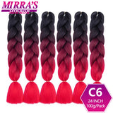 24inch Jumbo Braids Synthetic Hair For Box Braid Ombre Braiding Hair Extensions Three Tone Black Brown Blue Pink Mirra’s Mirror