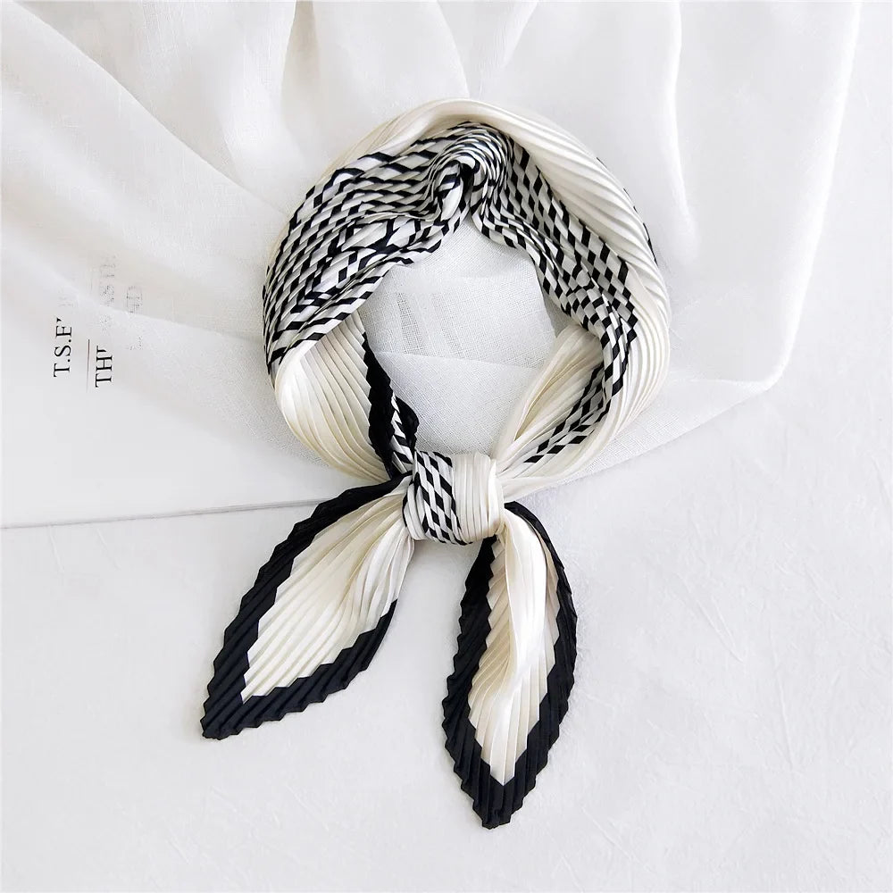 silk scarf women luxury ladies small head scarf wholesale scarves  headwraps pleated chiffon hijabs satin hijabe femme bandanas